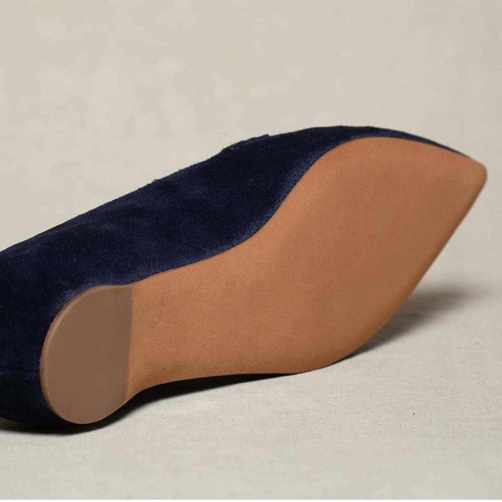 LEHOOR Women Casual Pointed Toe Navy Suede Loafers Size: 8 - Picture 4 of 4